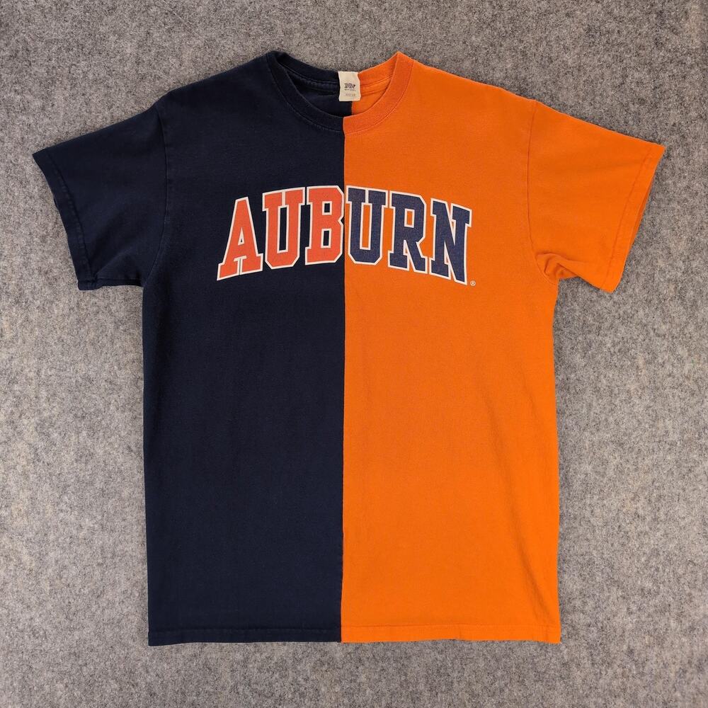 Auburn Tigers Shirt Mens Medium Orange NCAA Football Colorblock Tee MV Sport